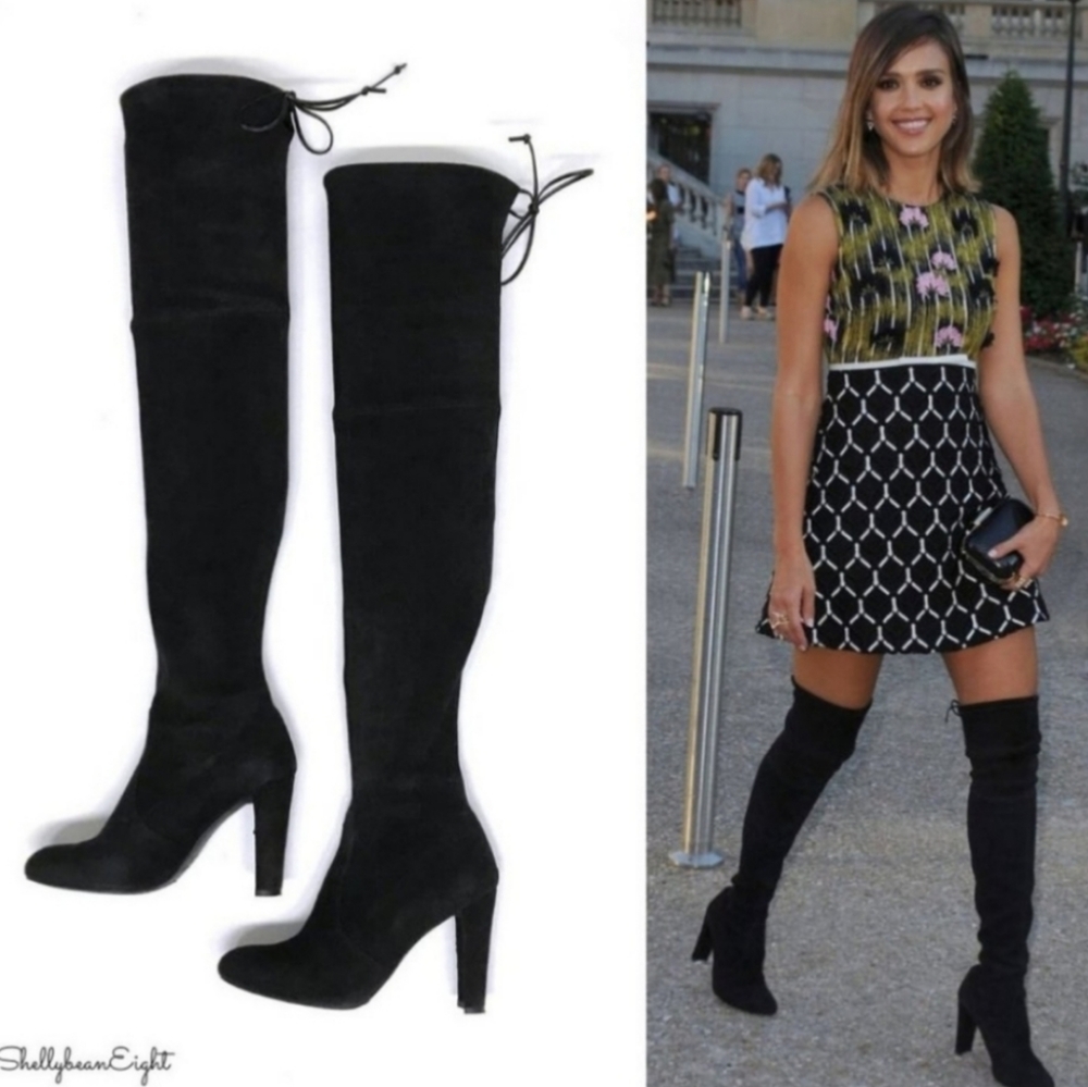 Stuart Weitzman Highland Black Suede Over The Knee Boots 7 M